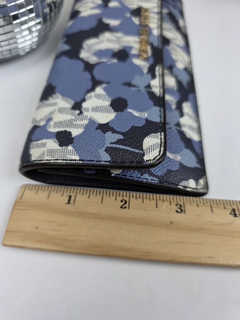 Michael Kors Navy, Blue & White Floral Continental Flat Wallet